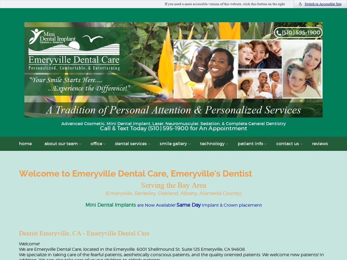 Emeryville Dental Care Website Screenshot from emeryvilledental.com