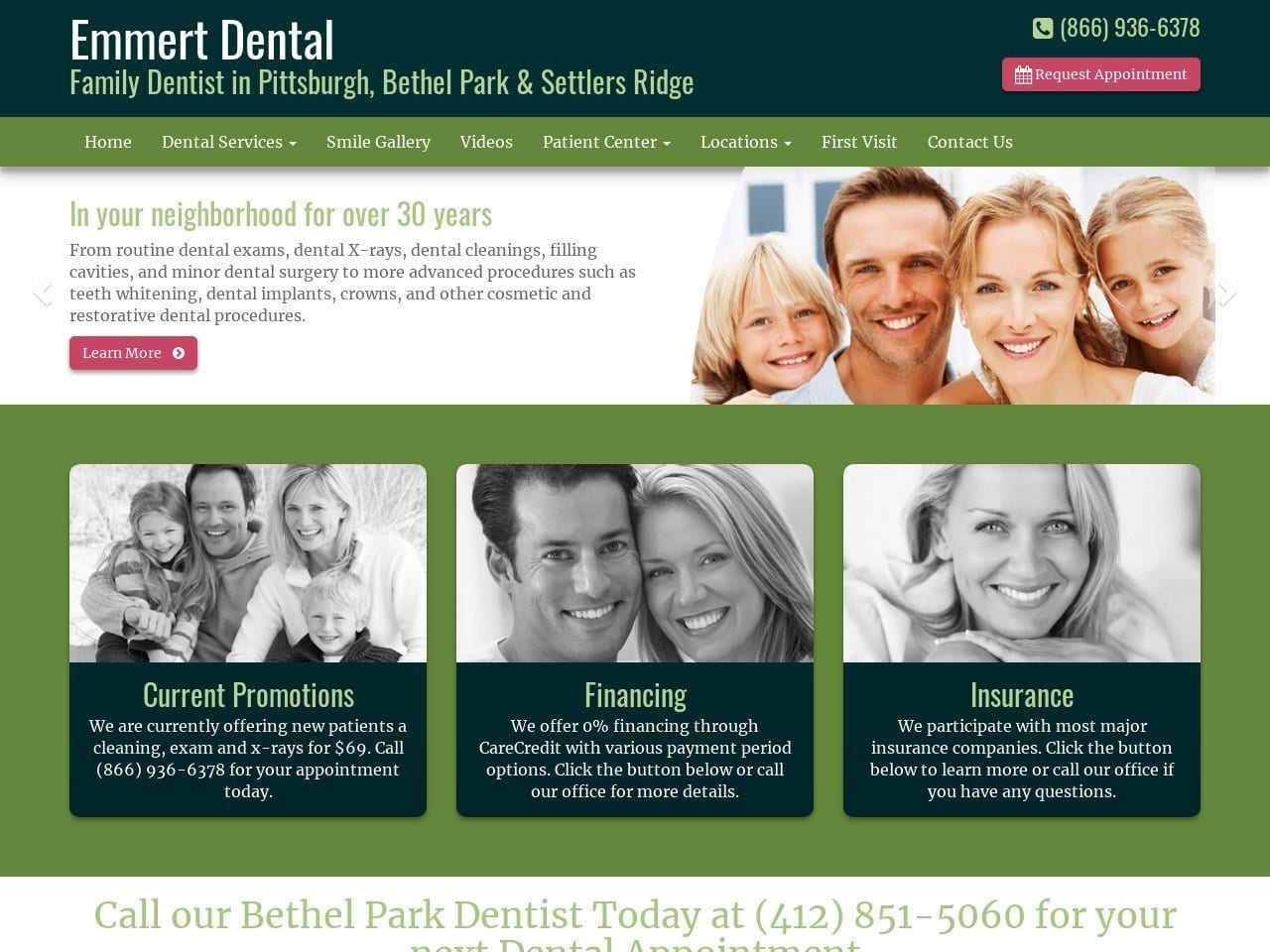 Emmert Dental Associates Website Screenshot from emmertdental.com