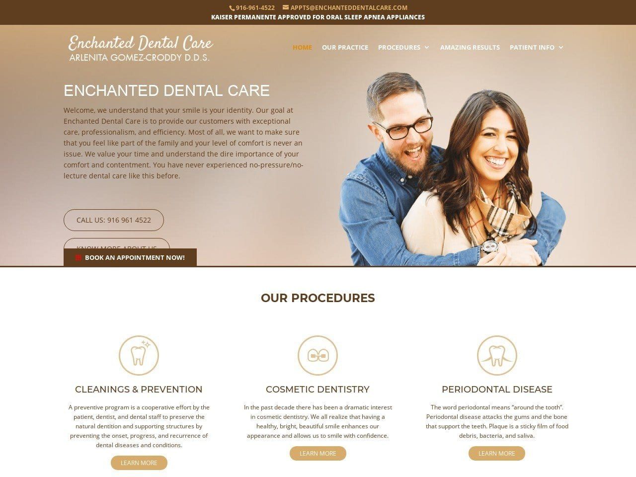 Enchanted Dental Care Website Screenshot from enchanteddentalcare.com