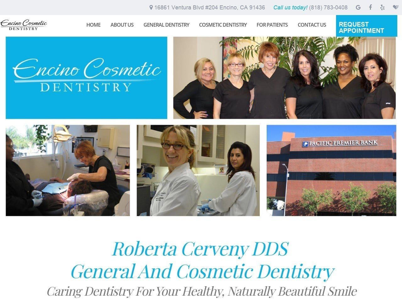 Roberta Cerveny DDS Inc. Website Screenshot from encinocosmeticdentistry.com