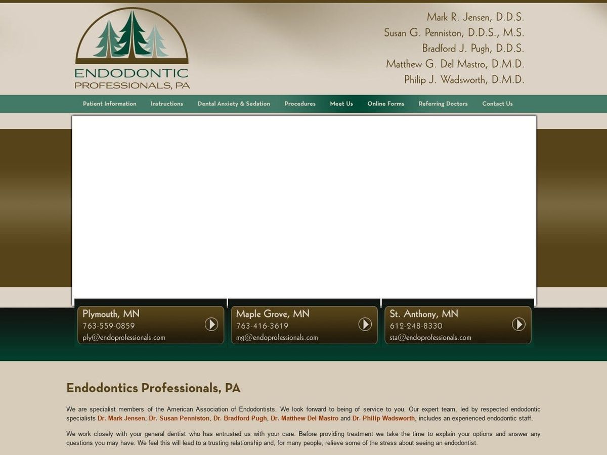 Endodontic Professional PA Website Screenshot from endoprofessionals.com