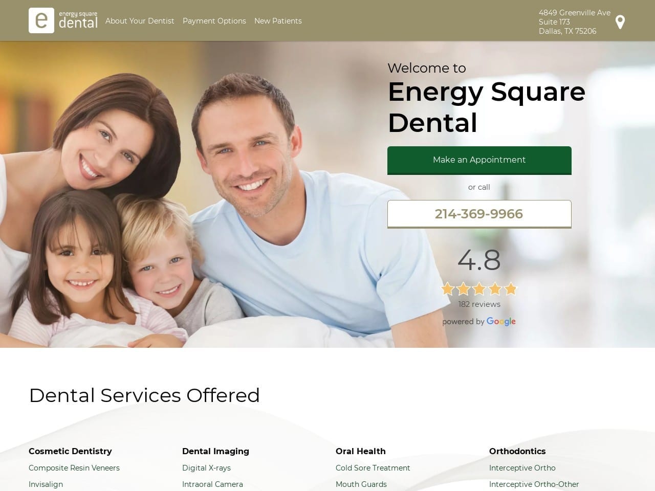 Energy Square Dental Website Screenshot from energysquaredental.com