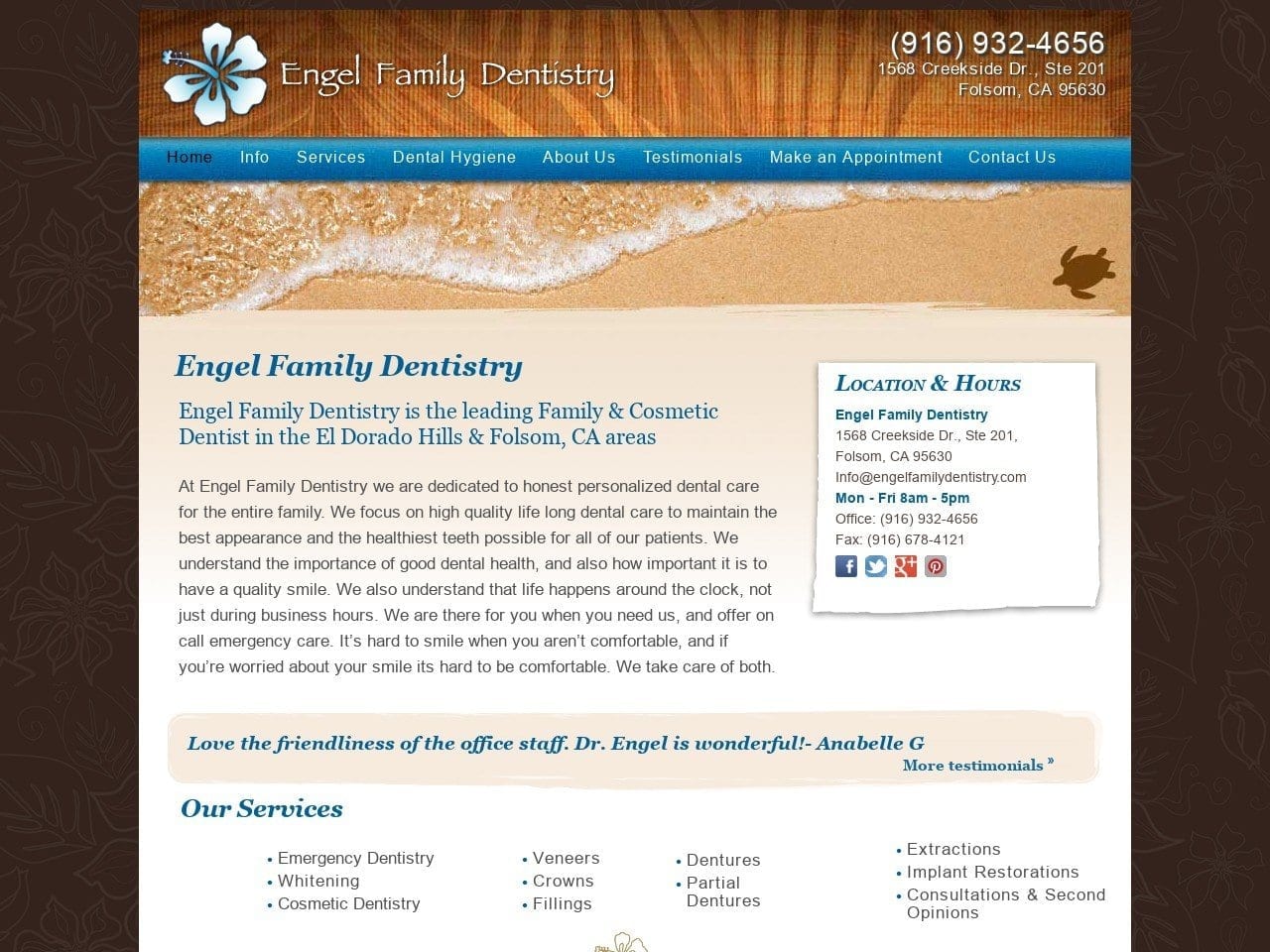 Engel Family Dentist Website Screenshot from engelfamilydentistry.com