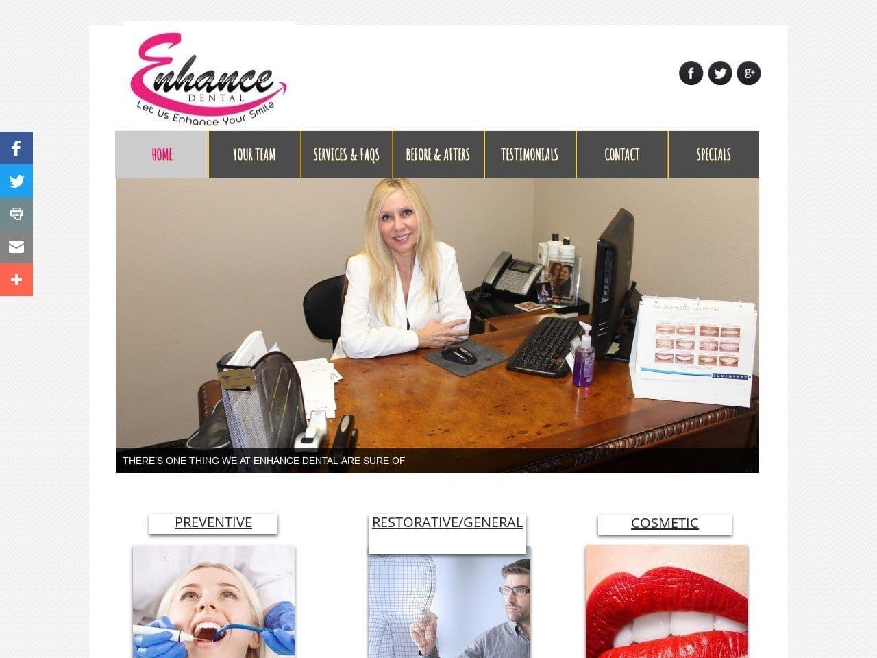 Enhance Dental Website Screenshot from enhancedentallv.com