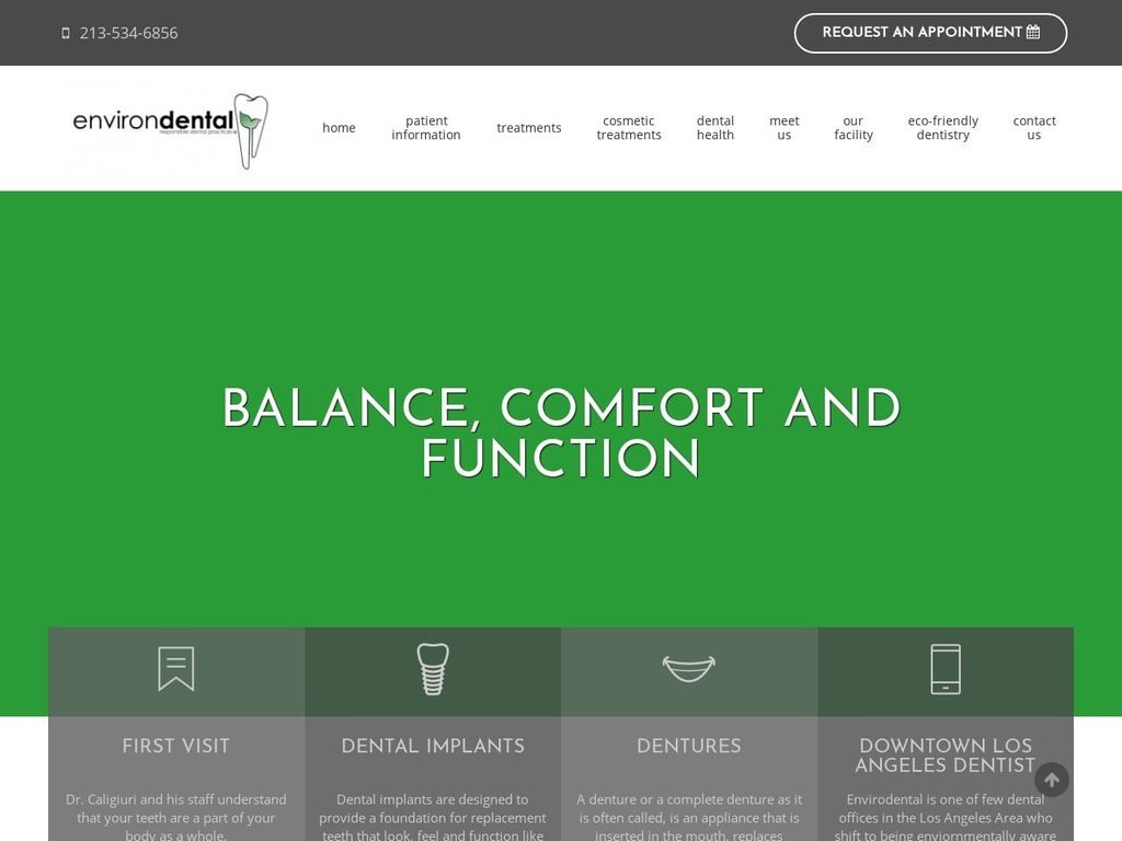 Dr. Matthew A. Caligiuri DDS Website Screenshot from environdentalla.com