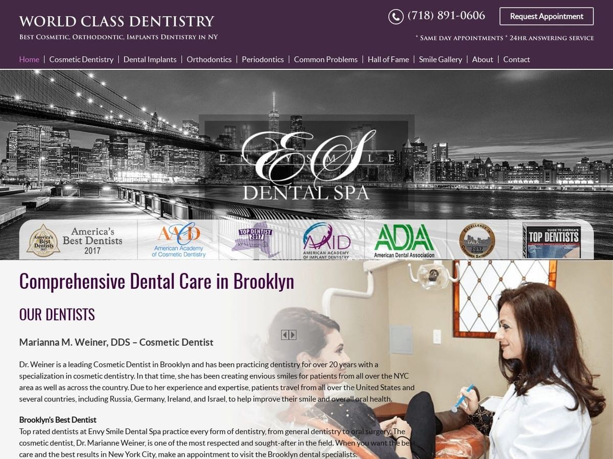 Envy Smile Dental Spa Website Screenshot from envysmile.com