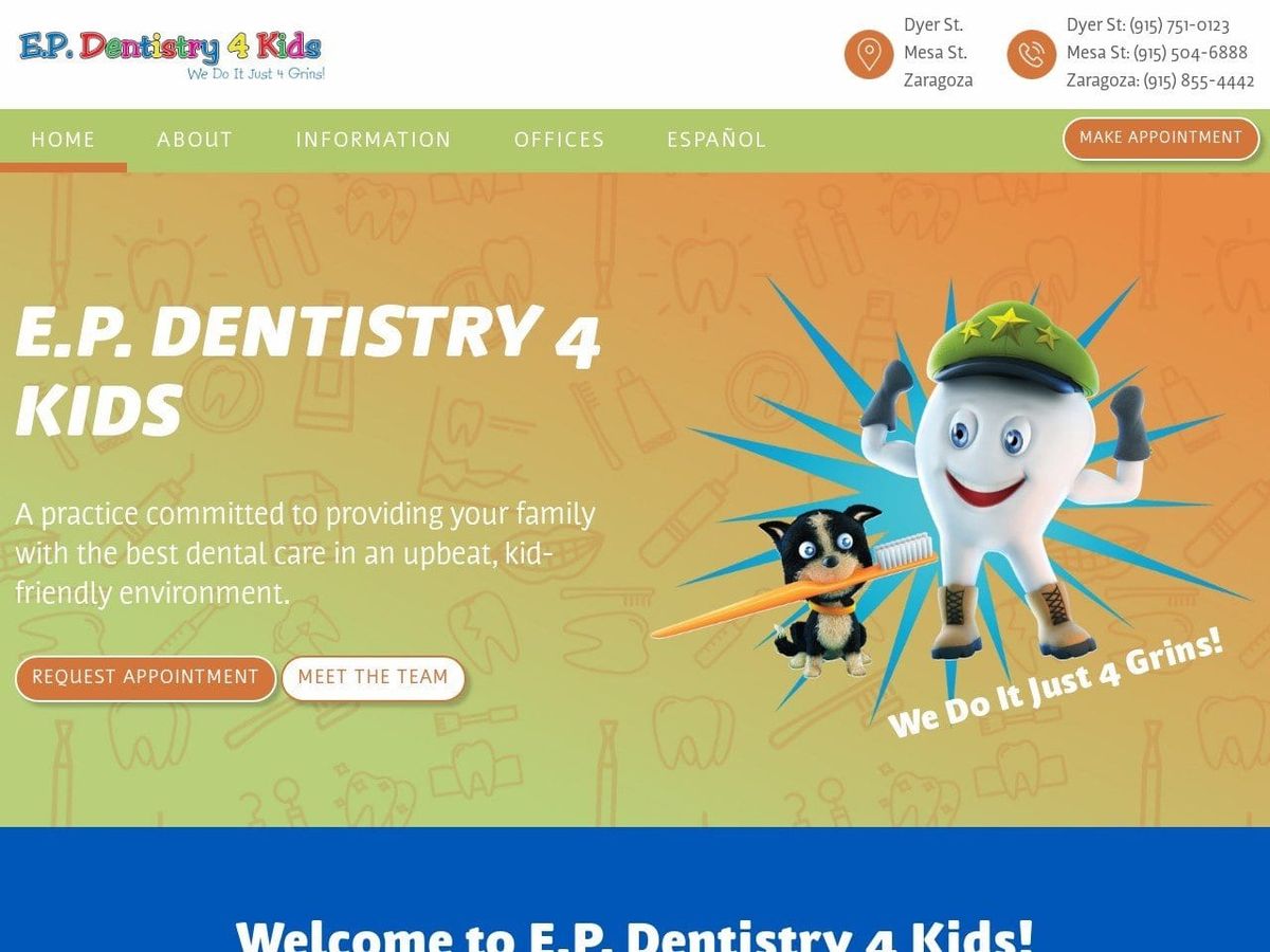 E P Dentistry 4 Kids Leach Jason A DDS Website Screenshot from epd4k.com