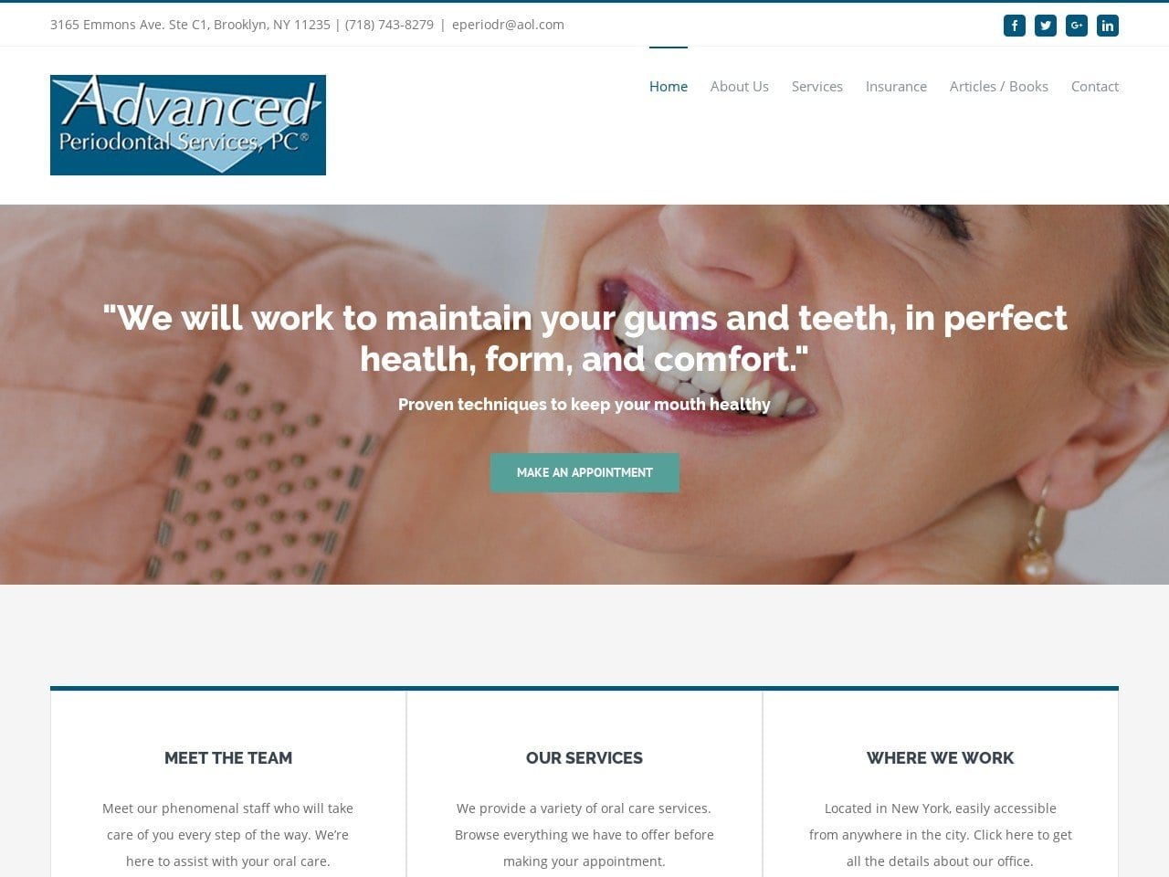 Advanced Periodontal Services Website Screenshot from eperiodr.com