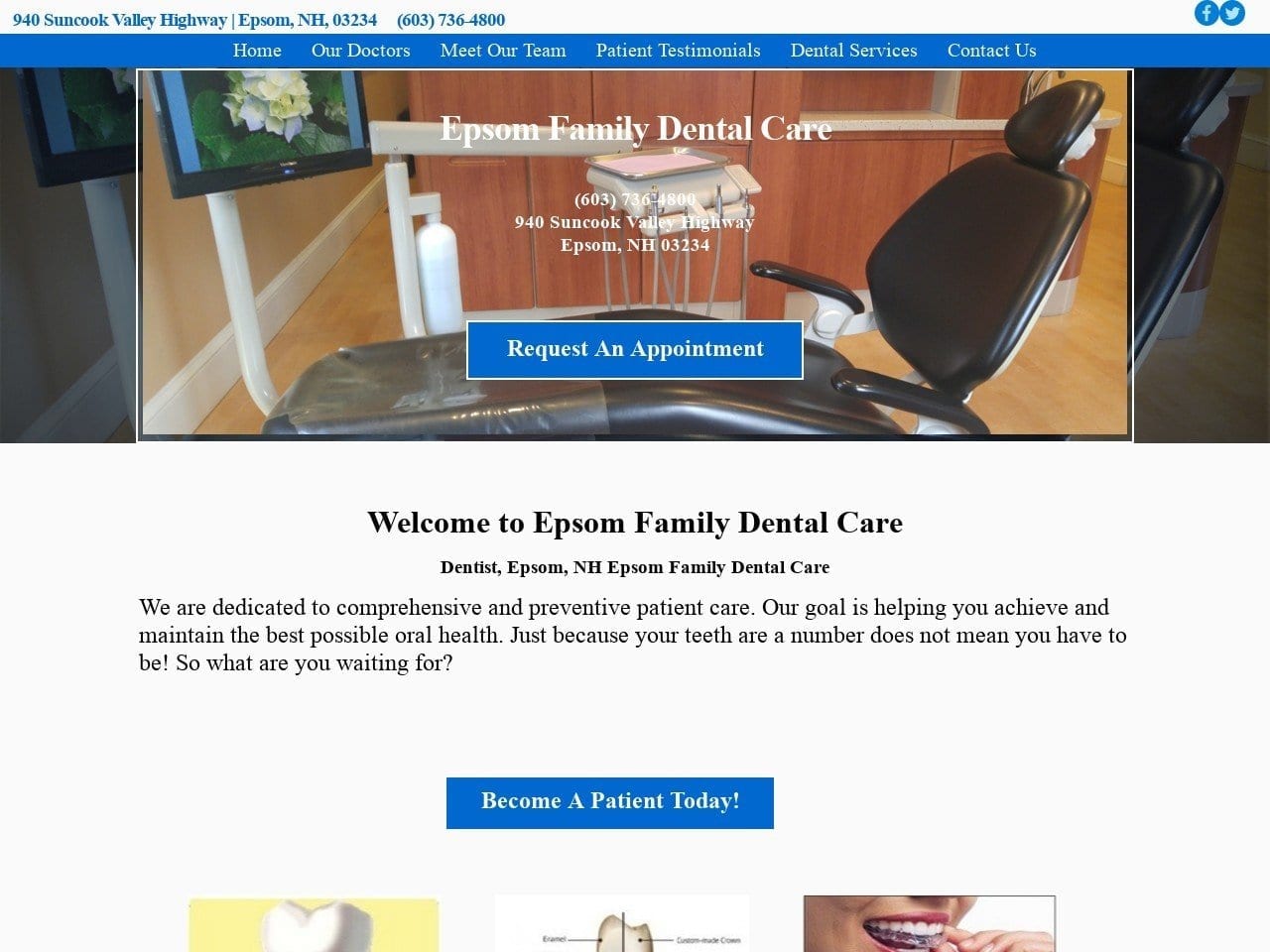 Epsom Family Dental Care Website Screenshot from epsomfamilydentalcare.com