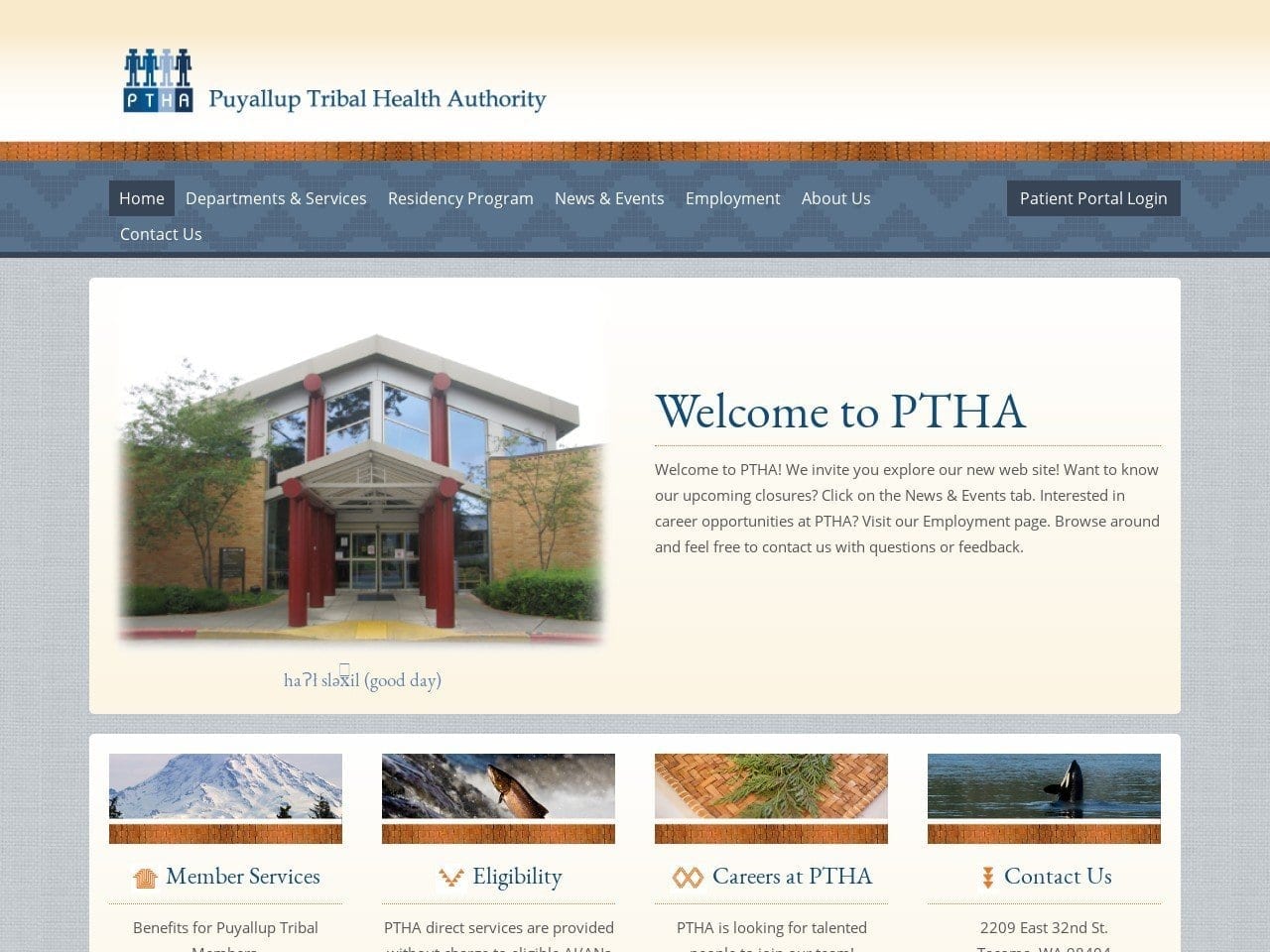 Puyallup Tribal Health Authority Website Screenshot from eptha.com