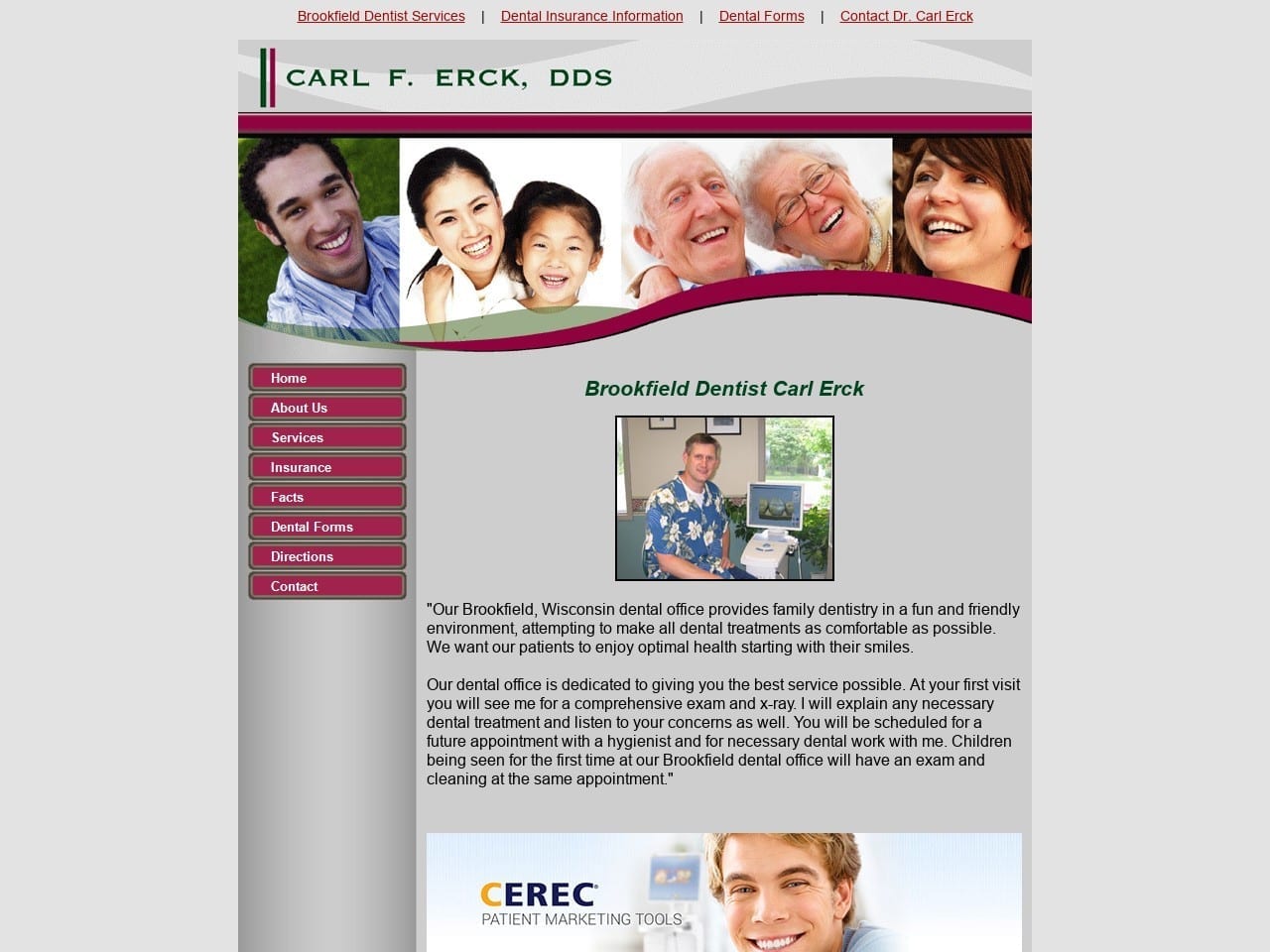 Erck Dental Office Website Screenshot from erckdentaloffice.com