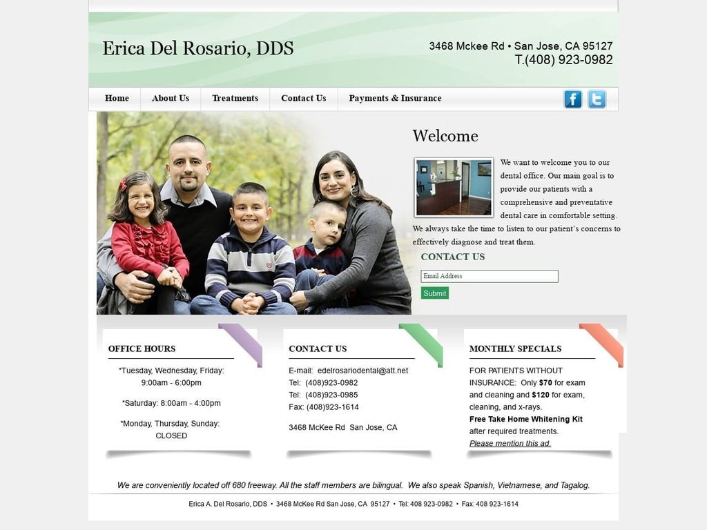 Erica A. Del Rosario DDS Website Screenshot from ericadelrosariodental.com