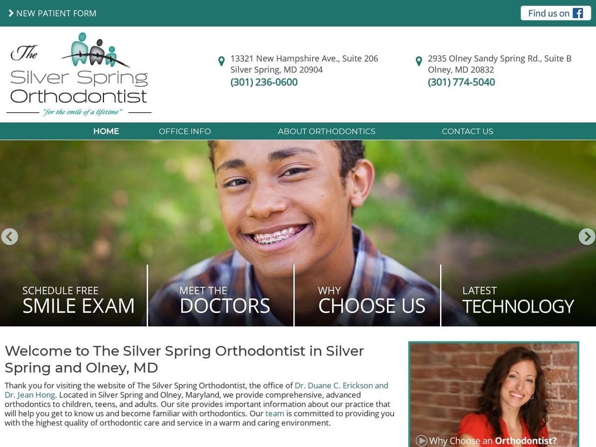 Erickson Duane DDS Website Screenshot from ericksonorthodontics.com