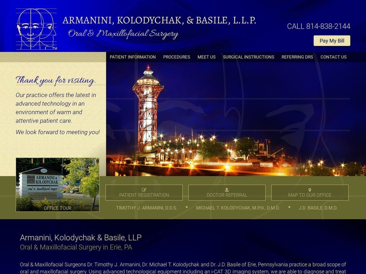 Armanini Dentist Website Screenshot from erieoralsurgery.com