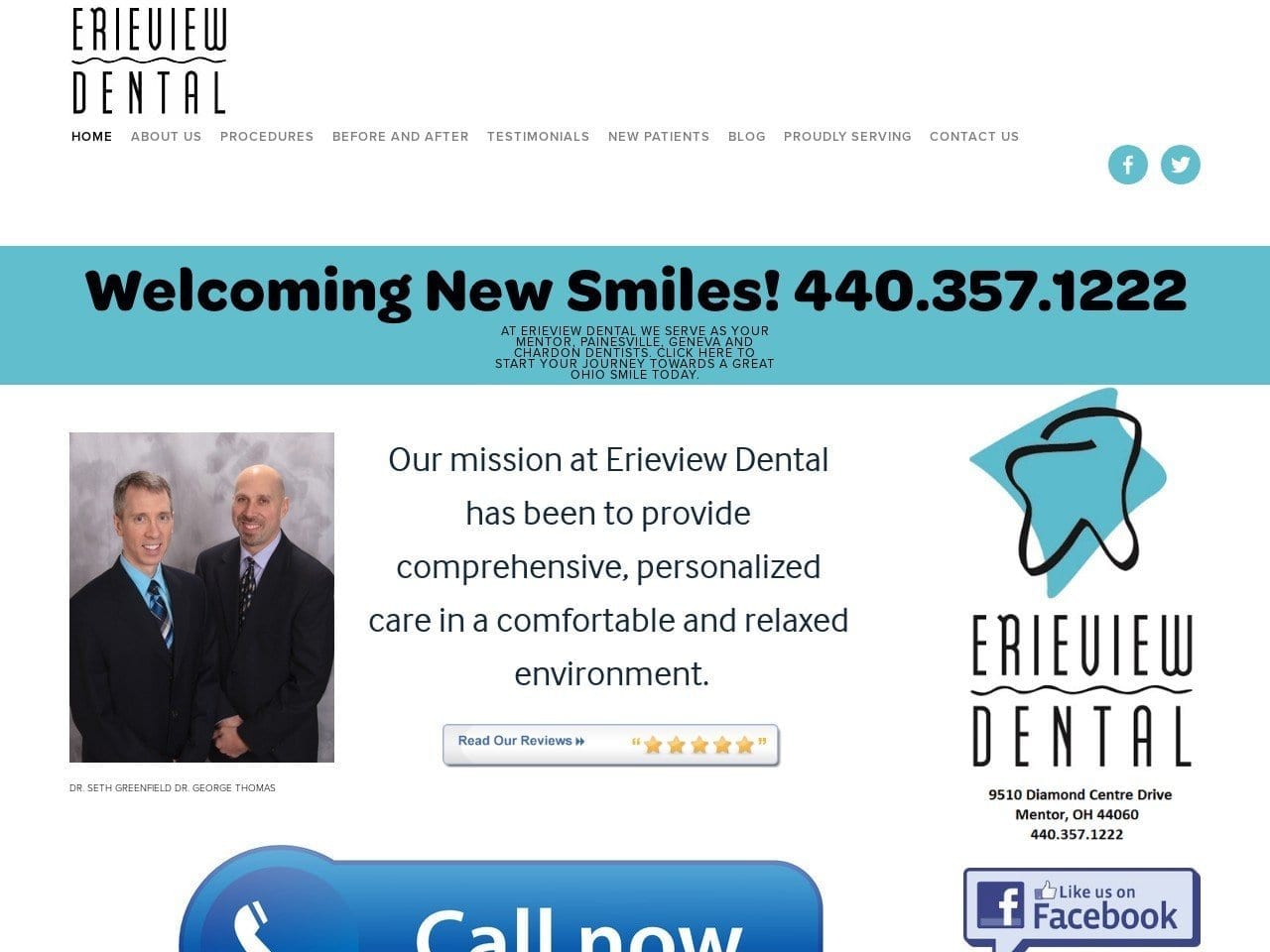 Erieview Dental Website Screenshot from erieviewdental.com