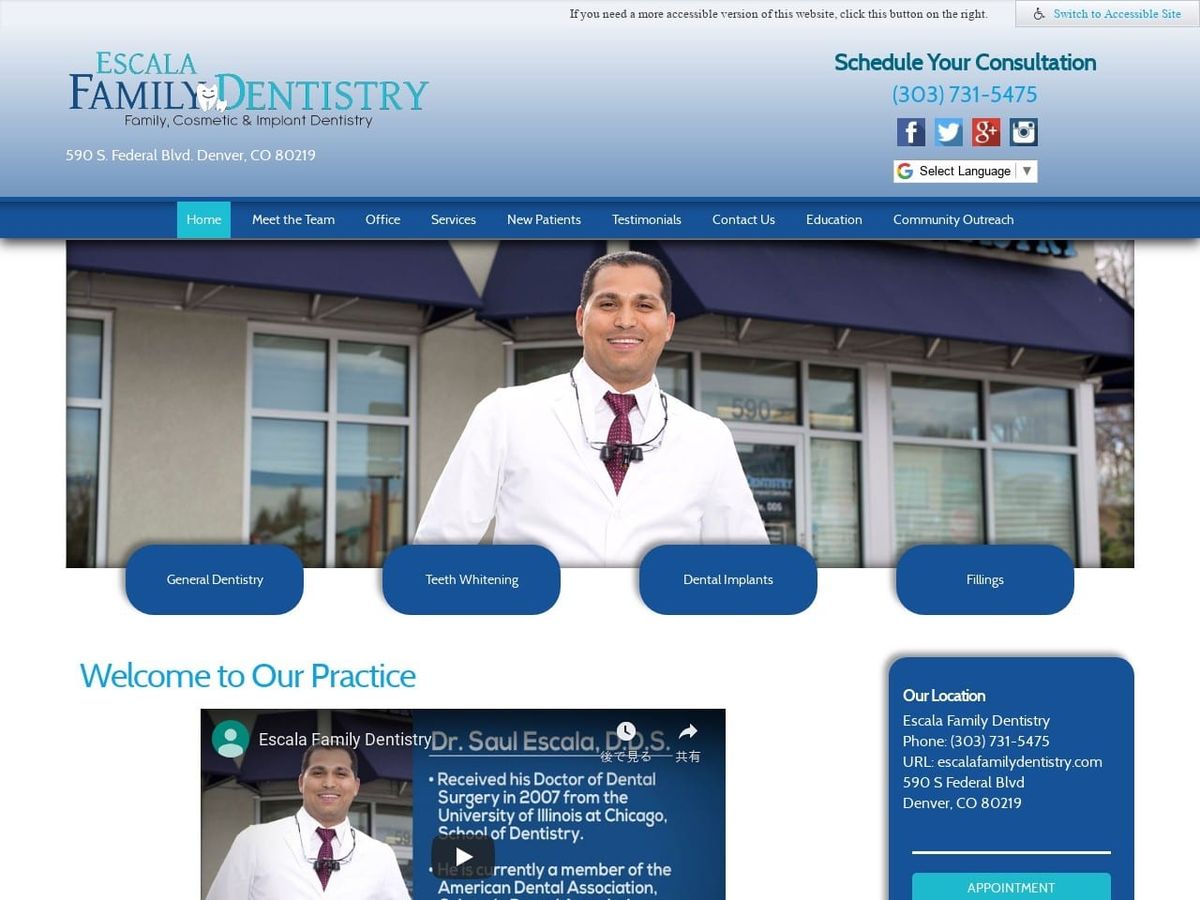 Escala Family Dentistry Website Screenshot from escalafamilydentistry.com