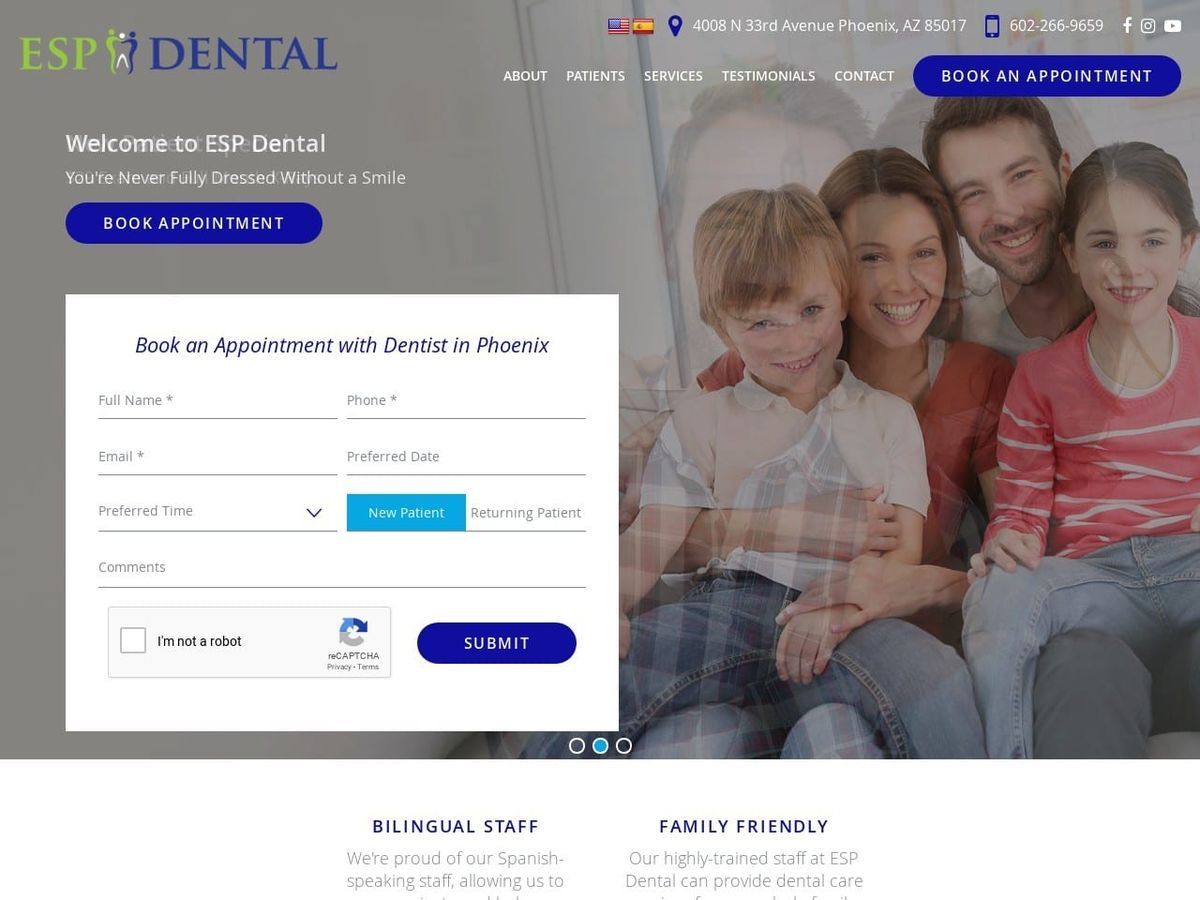 Esp Dental Website Screenshot from espdental.com