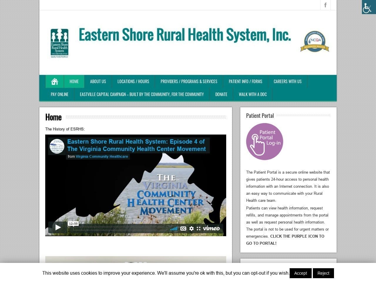 Chincoteague Island Med Center Website Screenshot from esrh.org