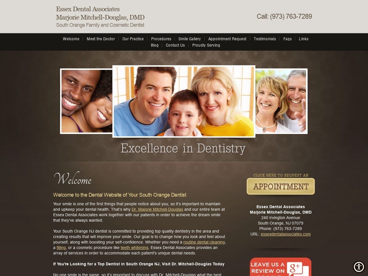 Marjorie Mitchell Website Screenshot from essexdentalassociates.com