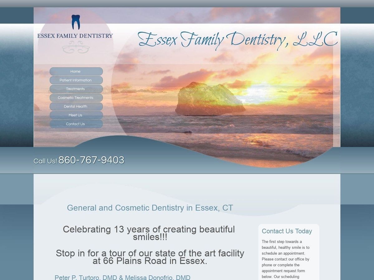 Essex Family Dentist Website Screenshot from essexfamilydentistry.net