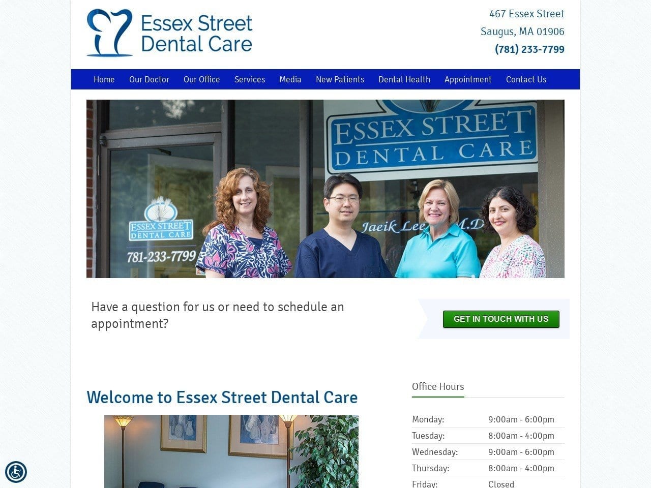 Essex Street Dental Care Website Screenshot from essexstreetdentalcare.com