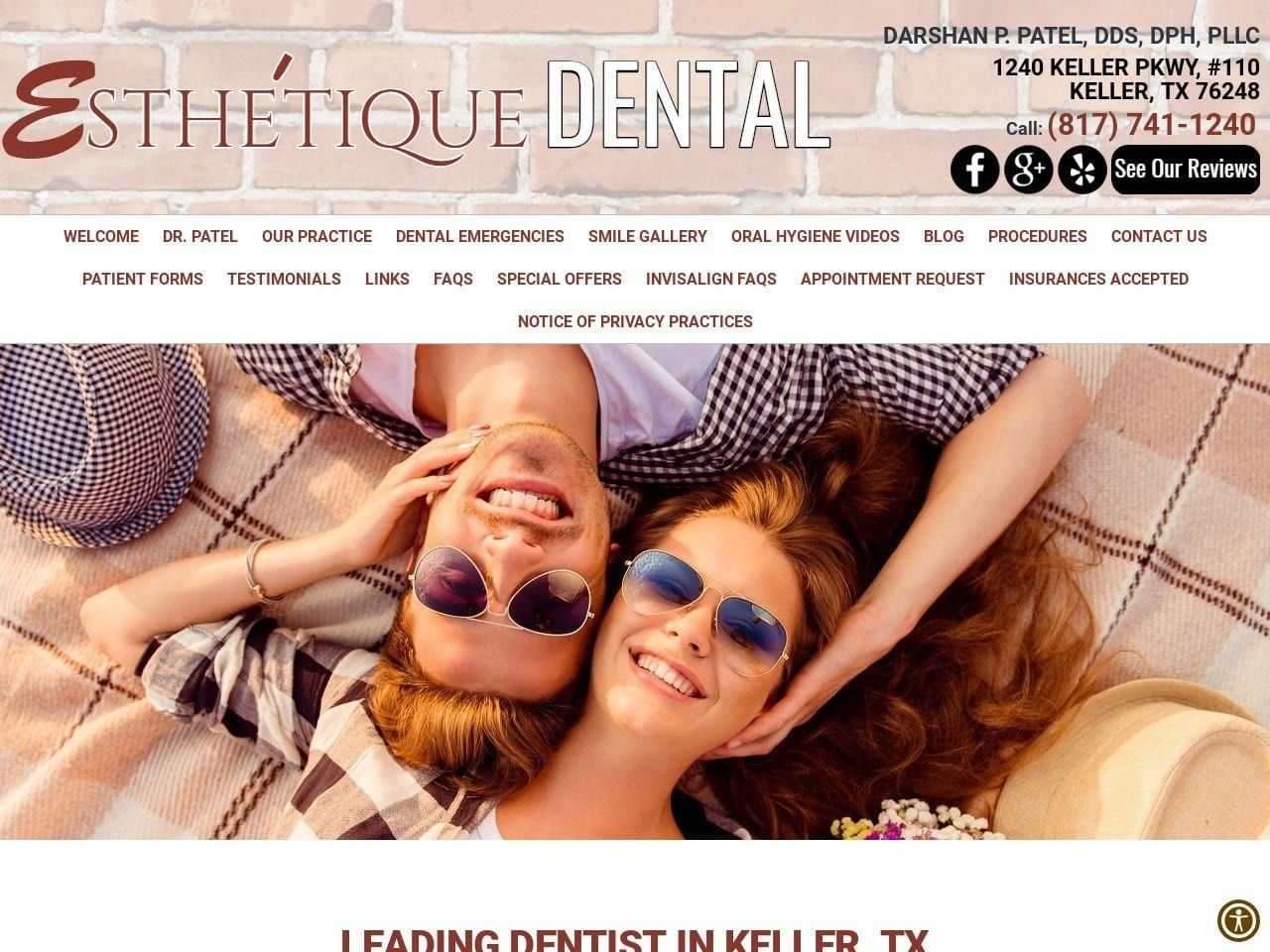 Darshan Patel DDS Esthetique Dental Website Screenshot from esthetiquedental.com