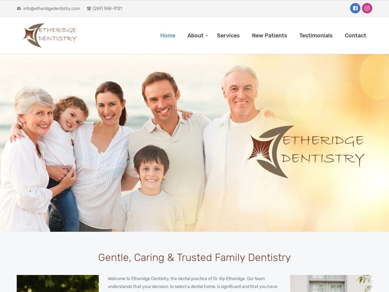 Etheridge Dentist Website Screenshot from etheridgedentistry.com