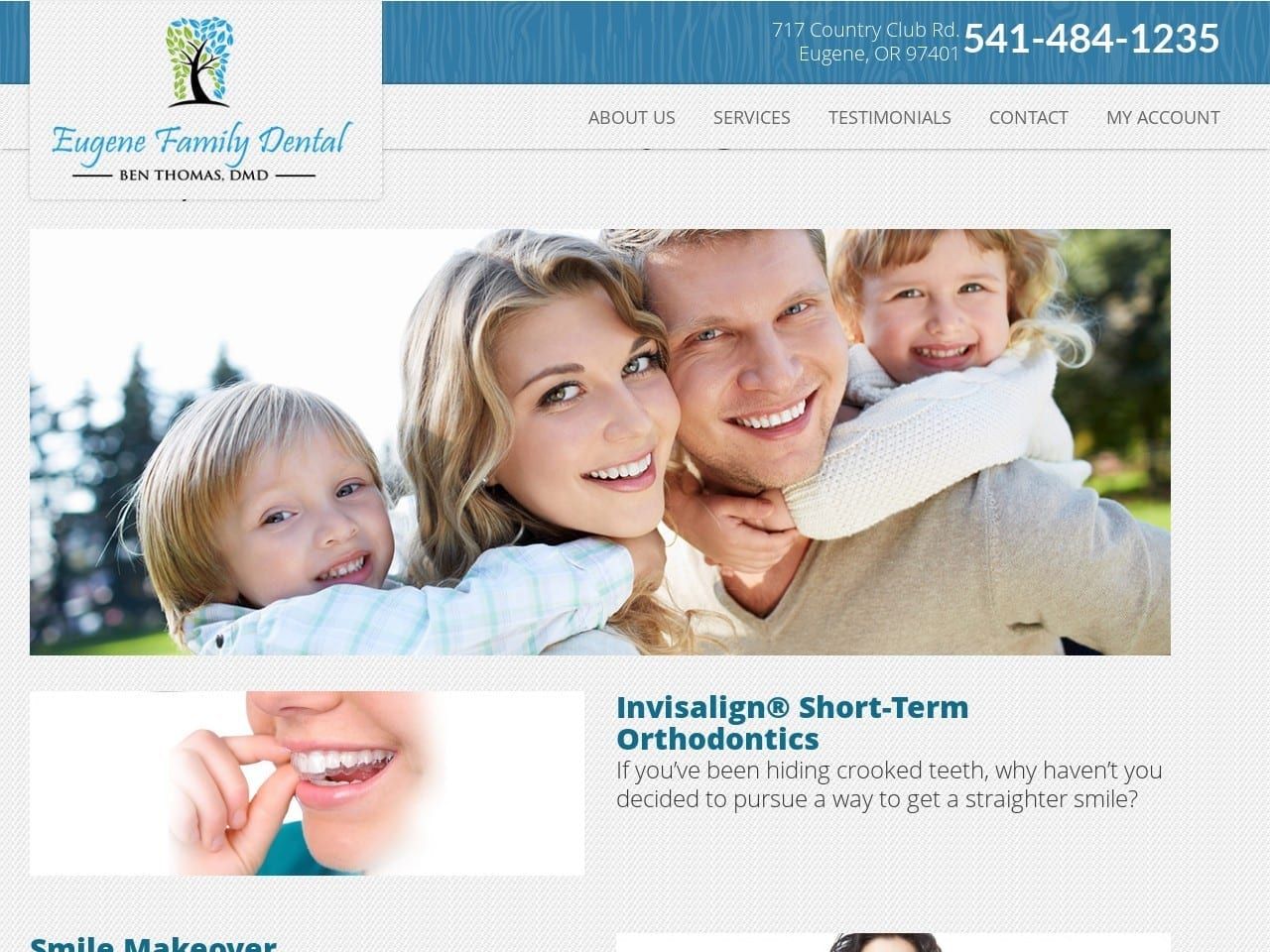 Eugene Family Dental Website Screenshot from eugenefamilydental.com