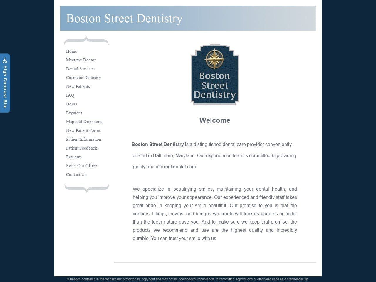 Boston Street Dentist Website Screenshot from eugenemccollum.com