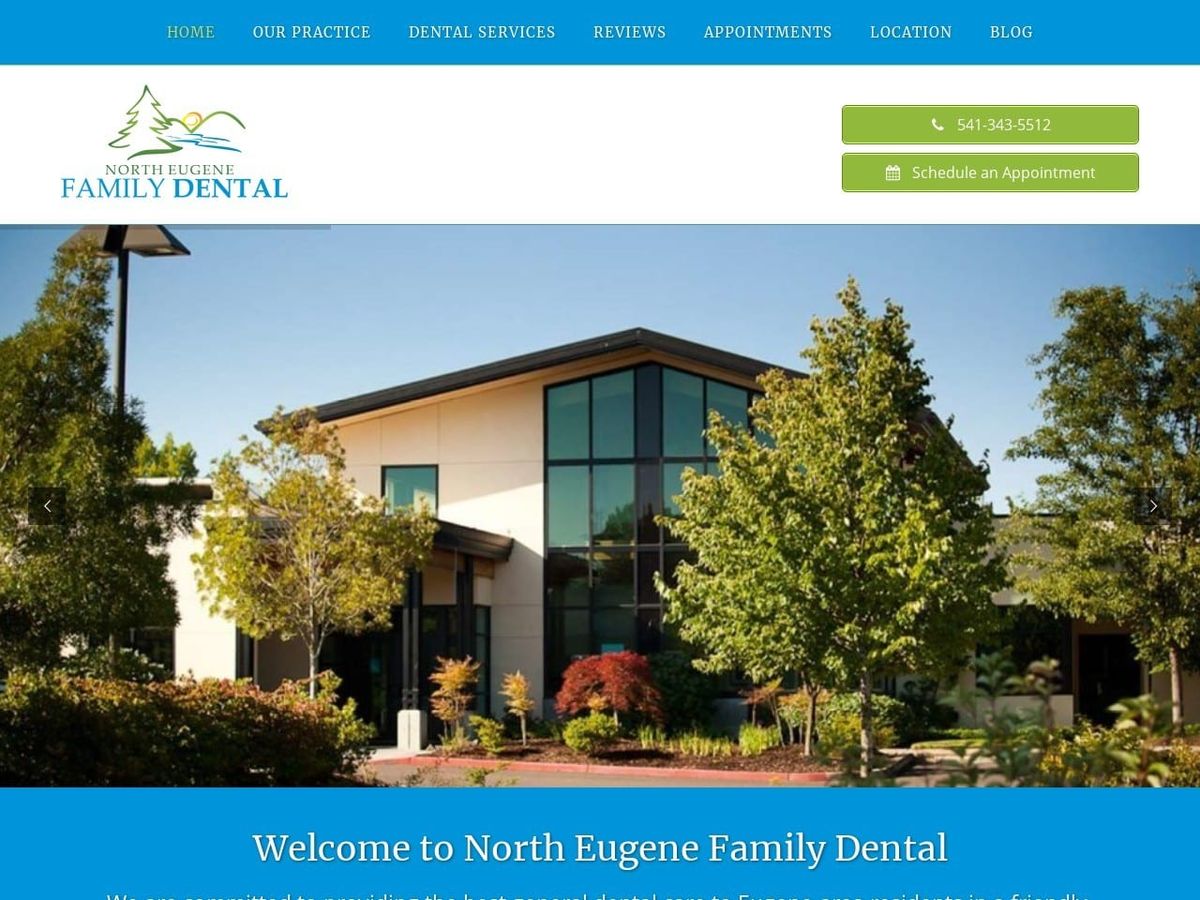 North Eugene Family Dental Website Screenshot from eugeneordental.com