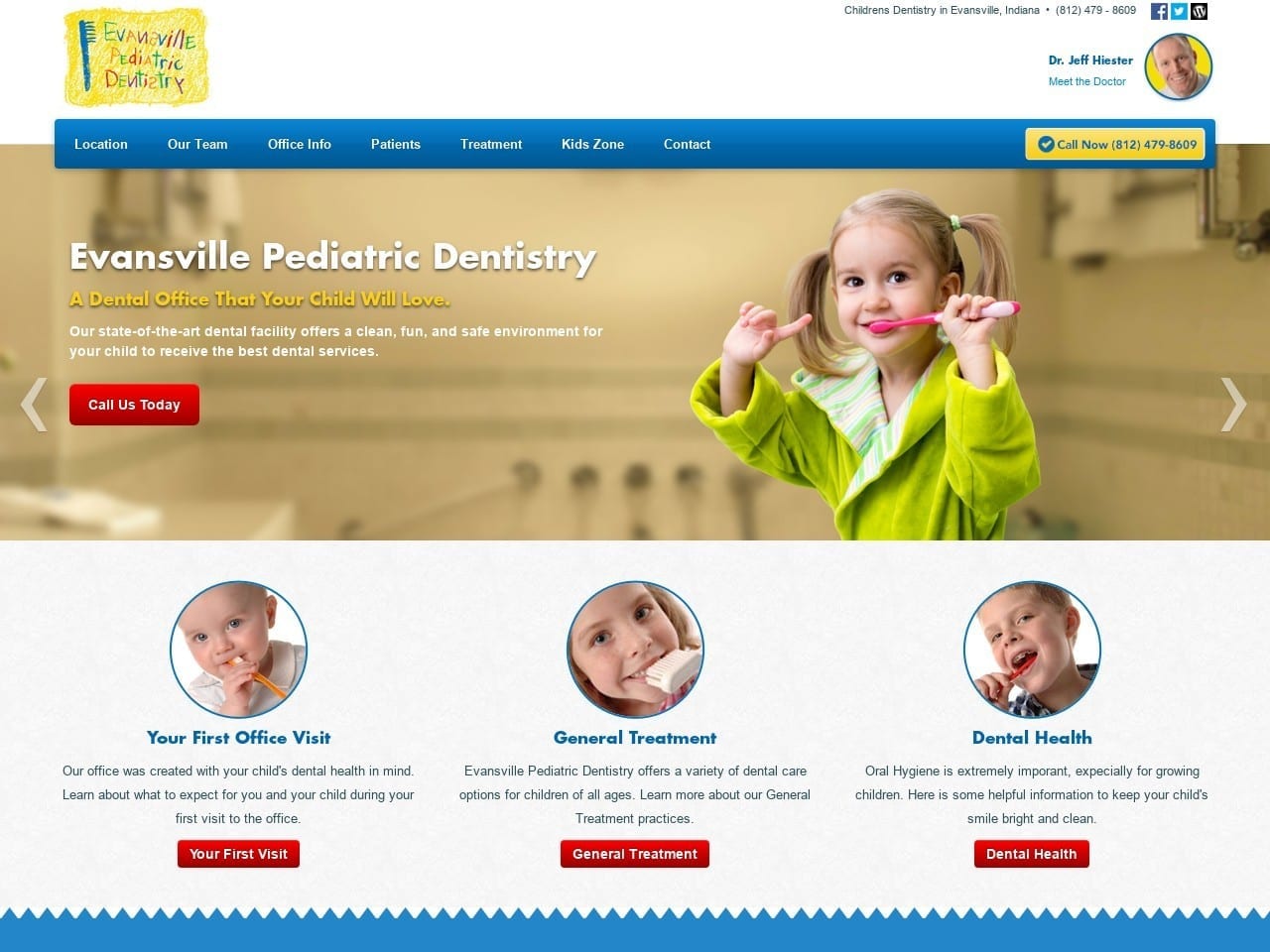 Evansville Pediatric Dentistry Website Screenshot from evansvillepediatricdentistry.com