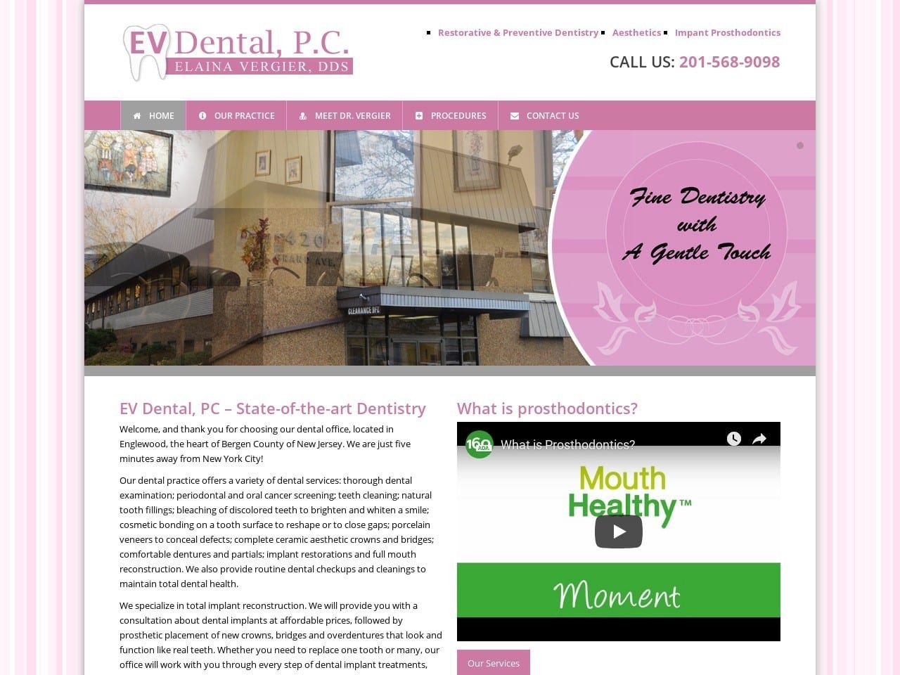 E V Dental Website Screenshot from evdentalpc.com