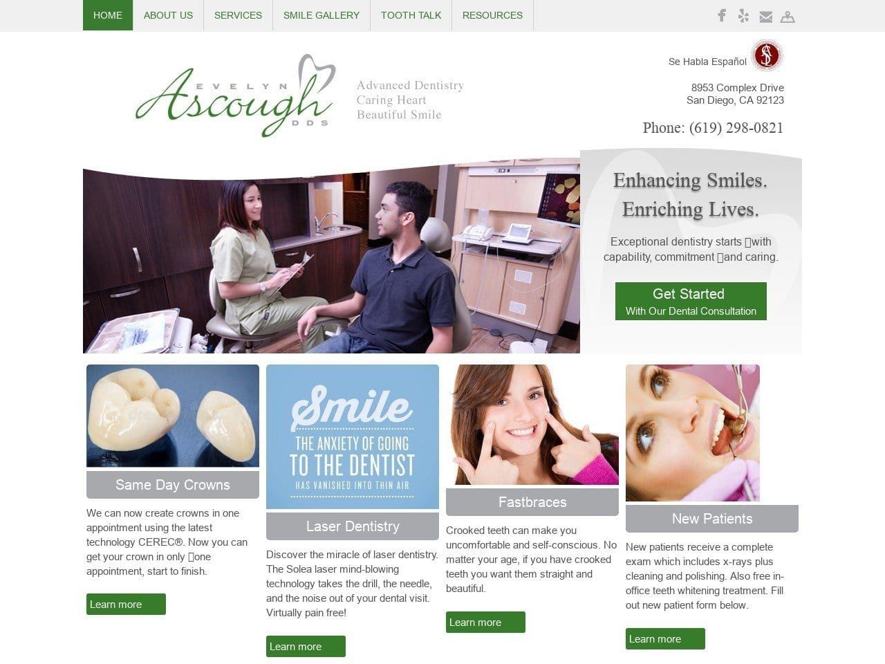 Evelyn G Ascough Inc Website Screenshot from evelynascoughdds.com