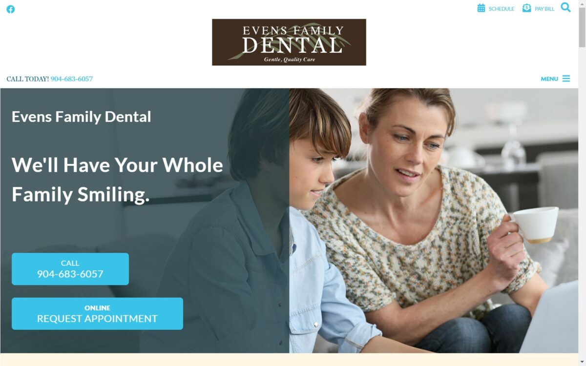 evensfamilydental.com screenshot