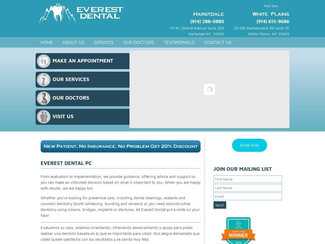 Everest Dental PC Website Screenshot from everestdentalpc.com