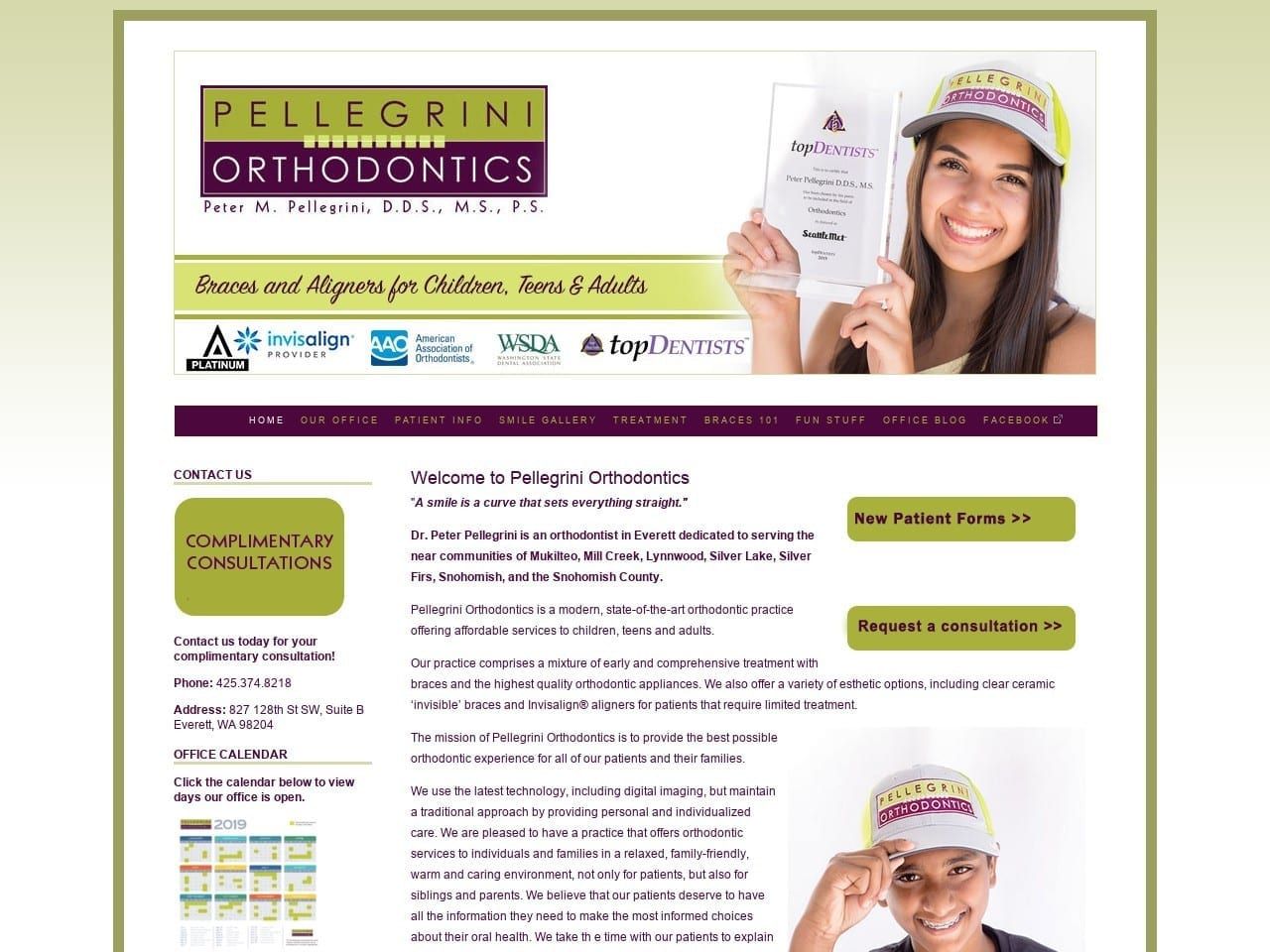 Pellegrini Orthodontics Website Screenshot from everettbraces.com
