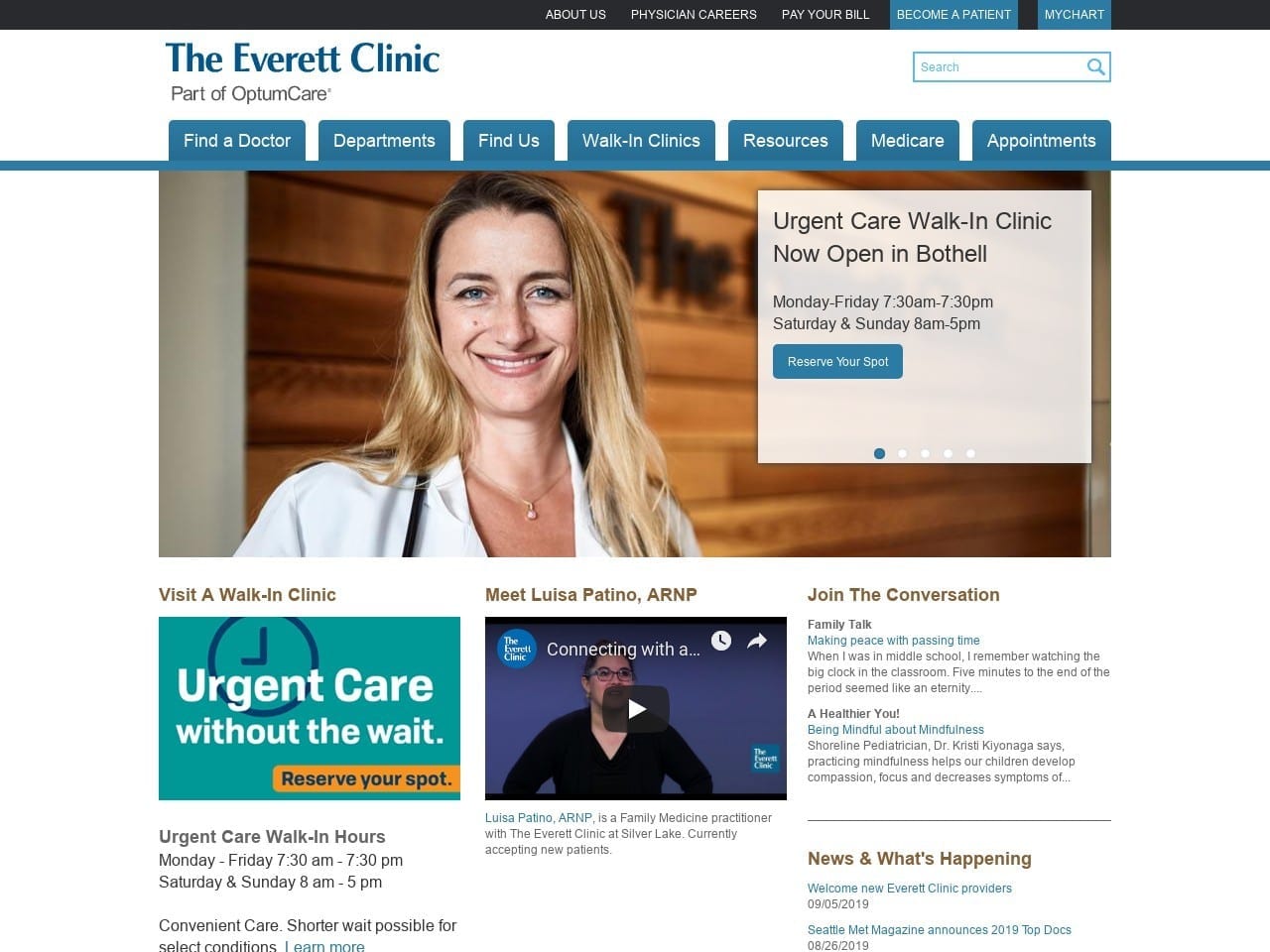 Everett Clinic Website Screenshot from everettclinic.com