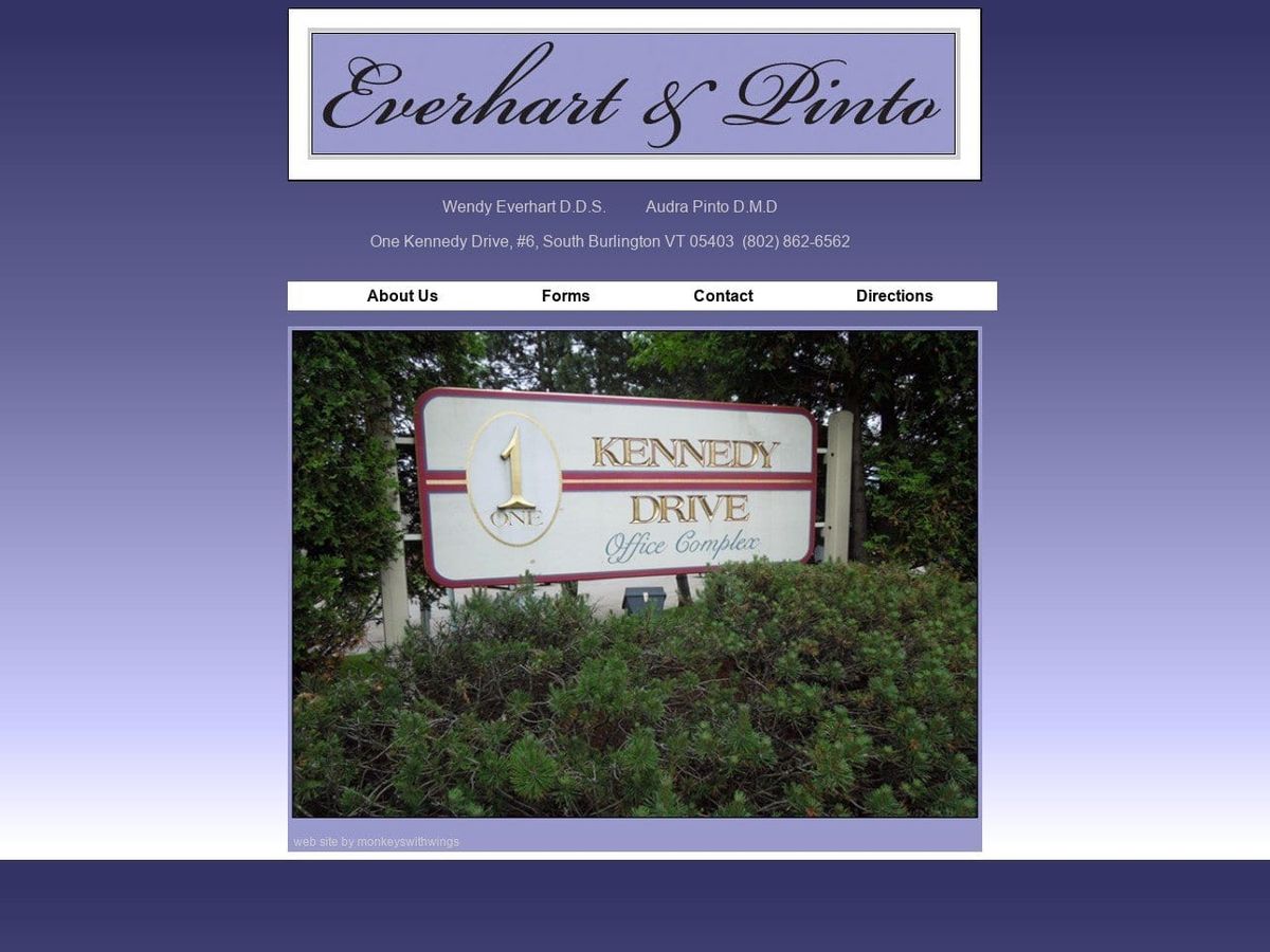 Everhart & Pinto Everhart Wendy DDS Website Screenshot from everhartpintovt.com