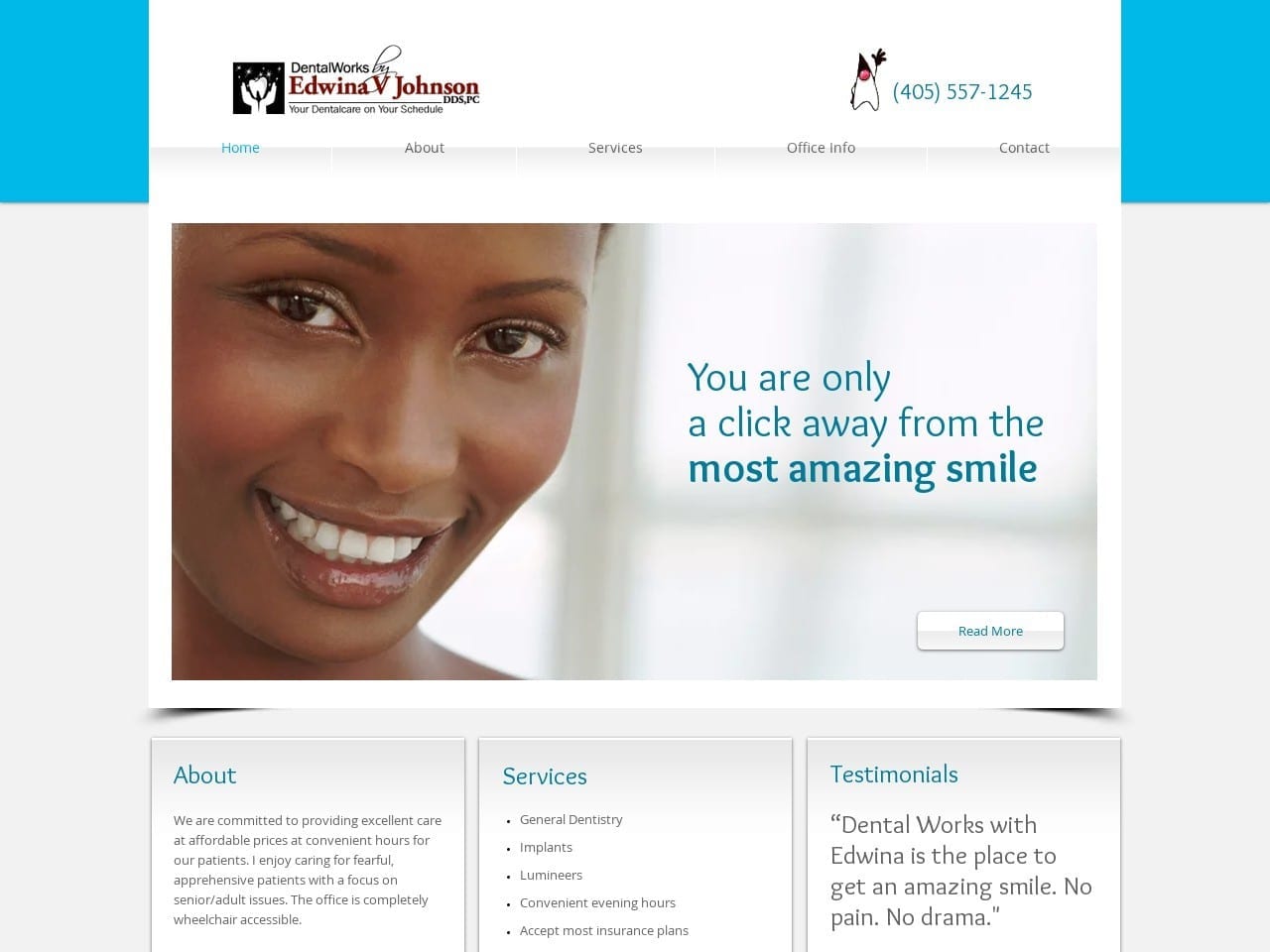 Dental Works By Edwina Johnson Website Screenshot from evjdentalworks.com