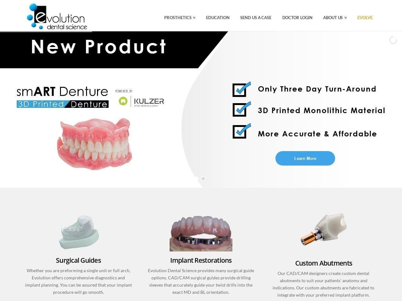 Evolution Dental Science LLC Website Screenshot from evolutiondental.net