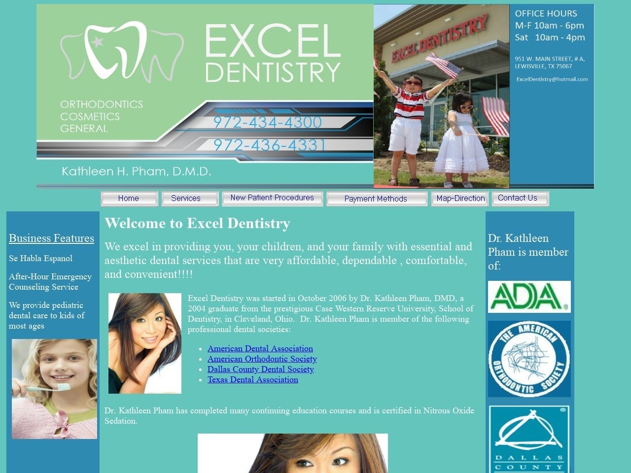 Excel Dentist Website Screenshot from excel-dentistry.com