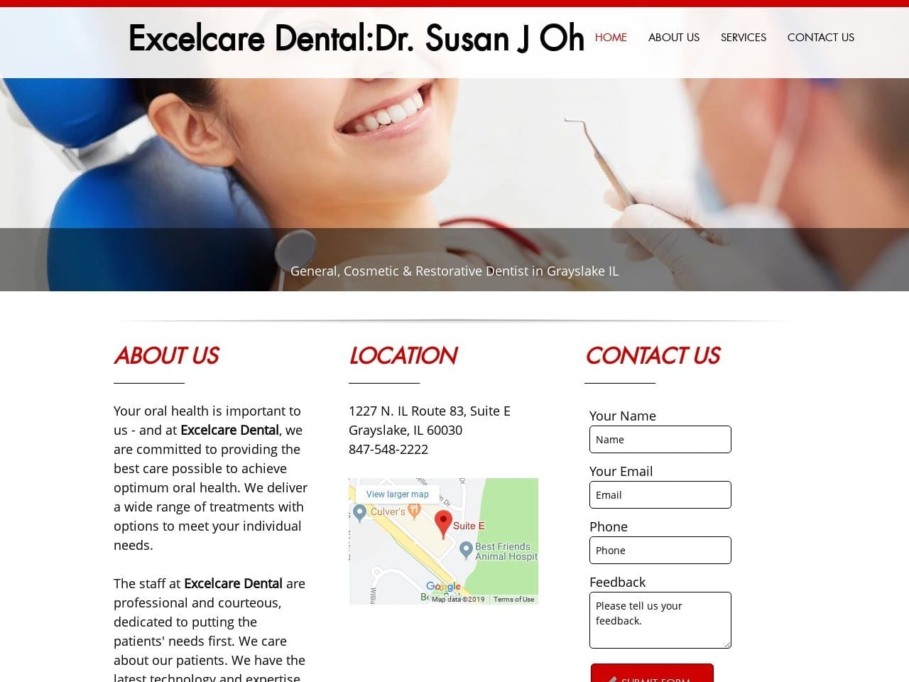 Dr. Susan J. OH DDS Website Screenshot from excelcaredental.com