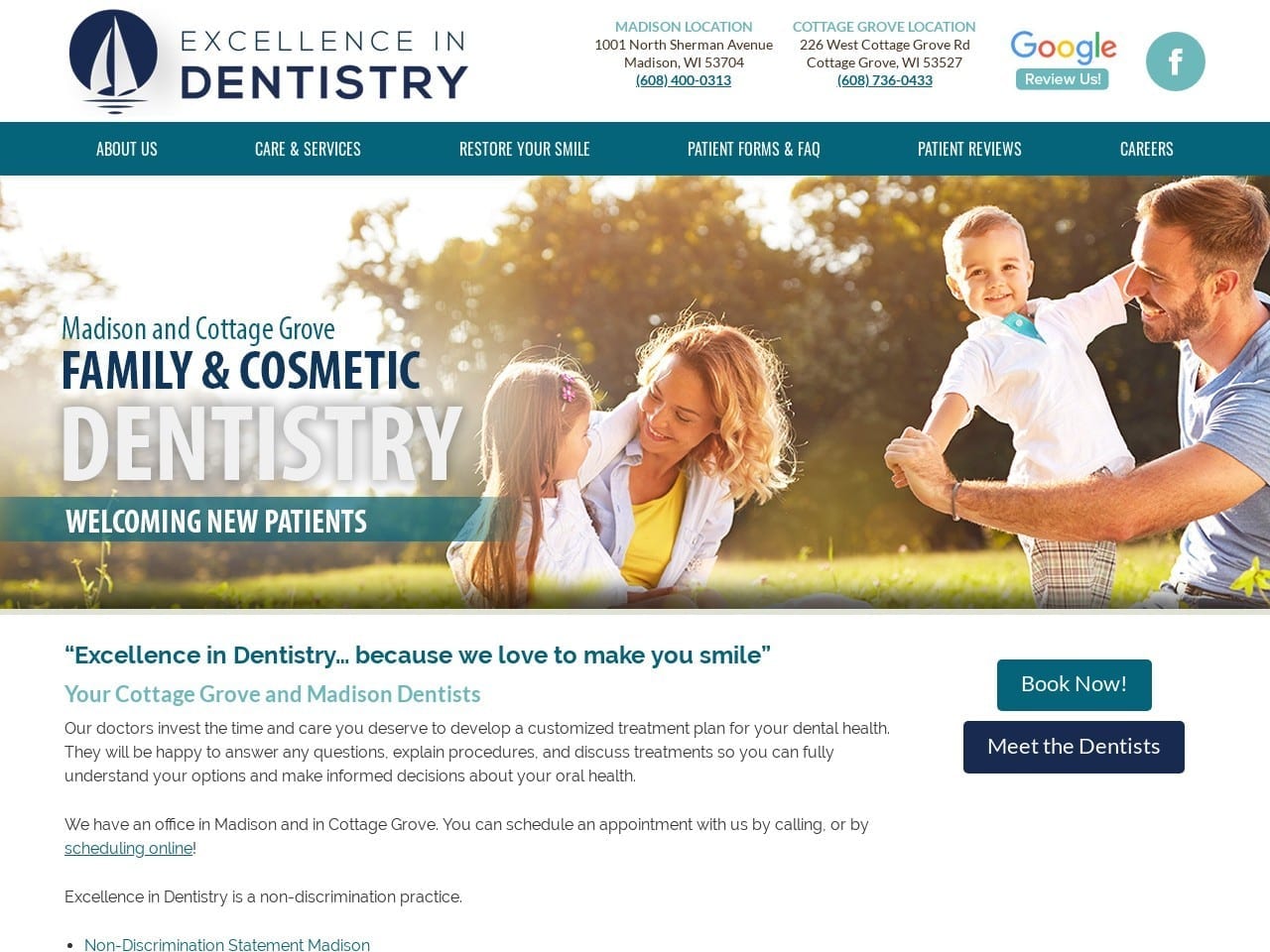 Excellence In Dentist Website Screenshot from excellenceindentistry.com