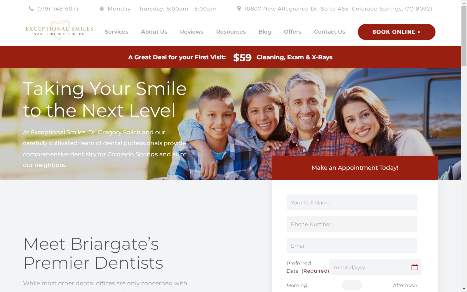 exceptionalsmilesdental.com screenshot