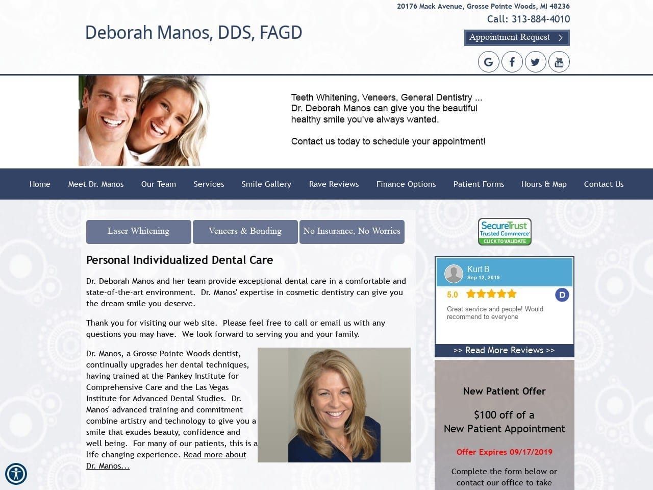 Deborah Manos DDS PLLC Website Screenshot from excitingsmiles.com