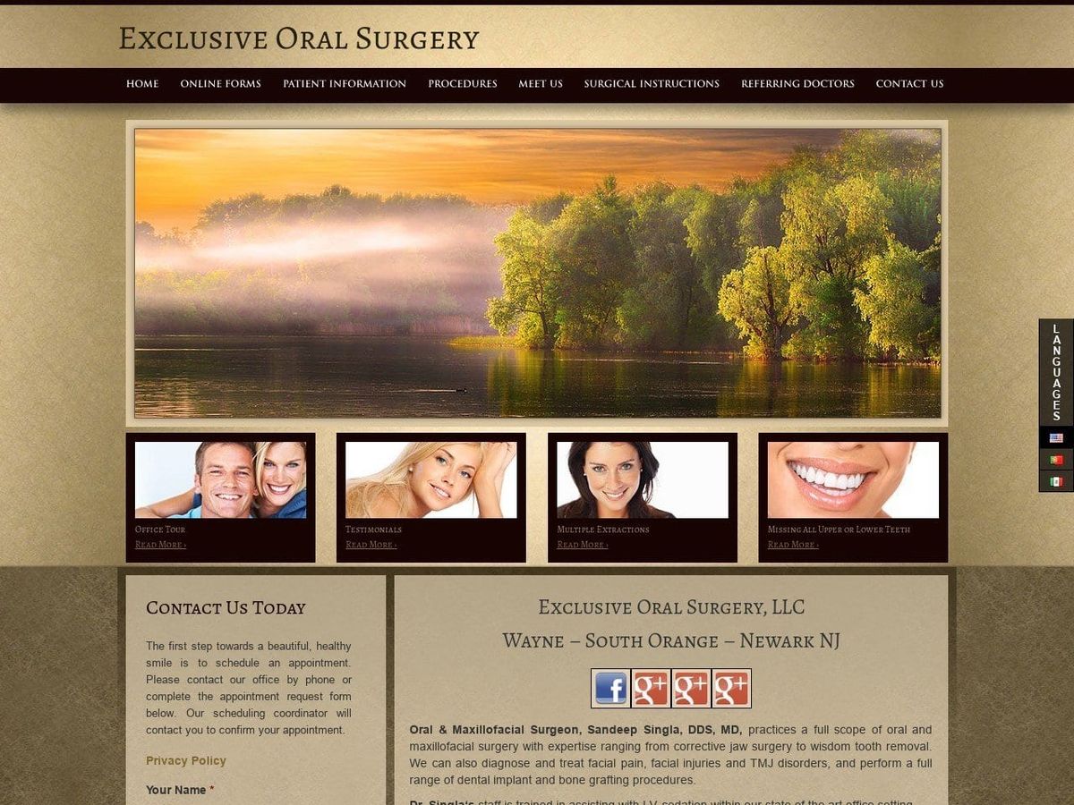 Exclusive Oral Surgery LLC Website Screenshot from exclusiveoralsurgery.com