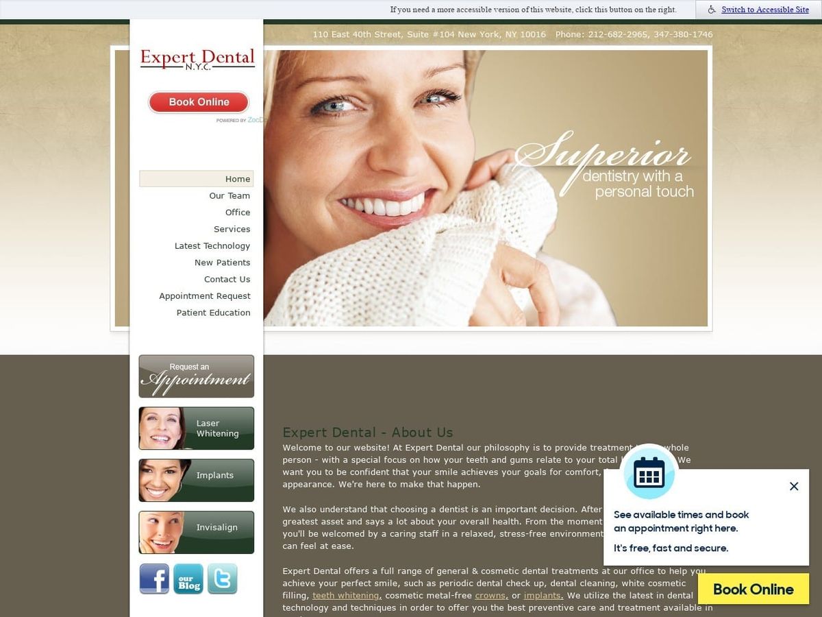 Expert Dental PC Website Screenshot from expertdentalnyc.com