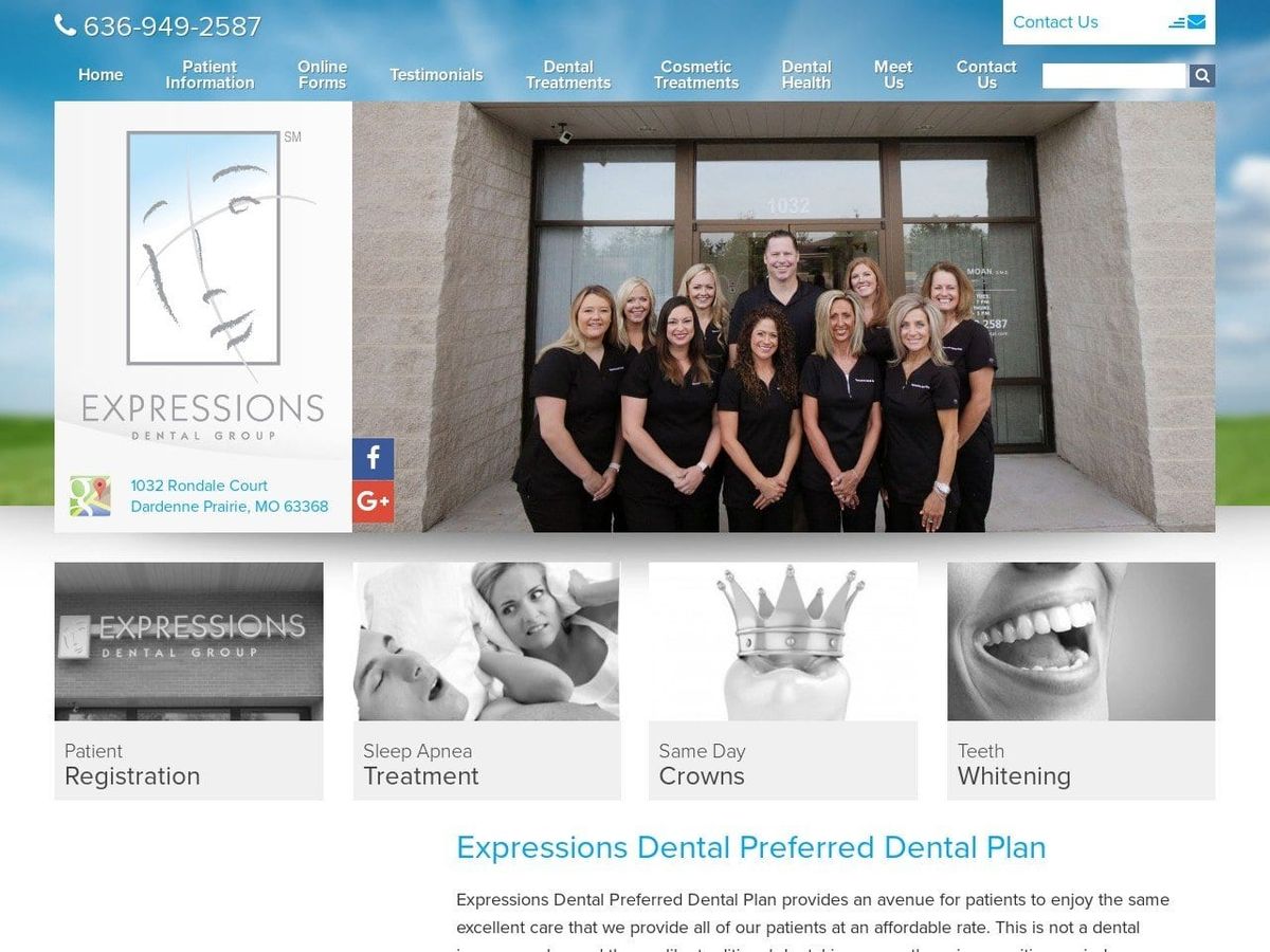 Expressions Dental Group Website Screenshot from expressionsdental.com