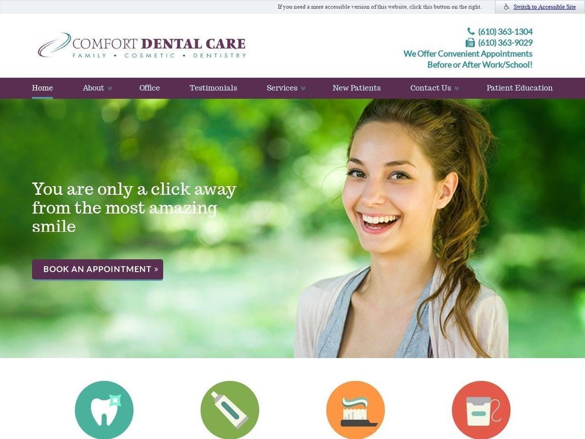 Comfort Dental Care Website Screenshot from extoncomfortdentalcare.com