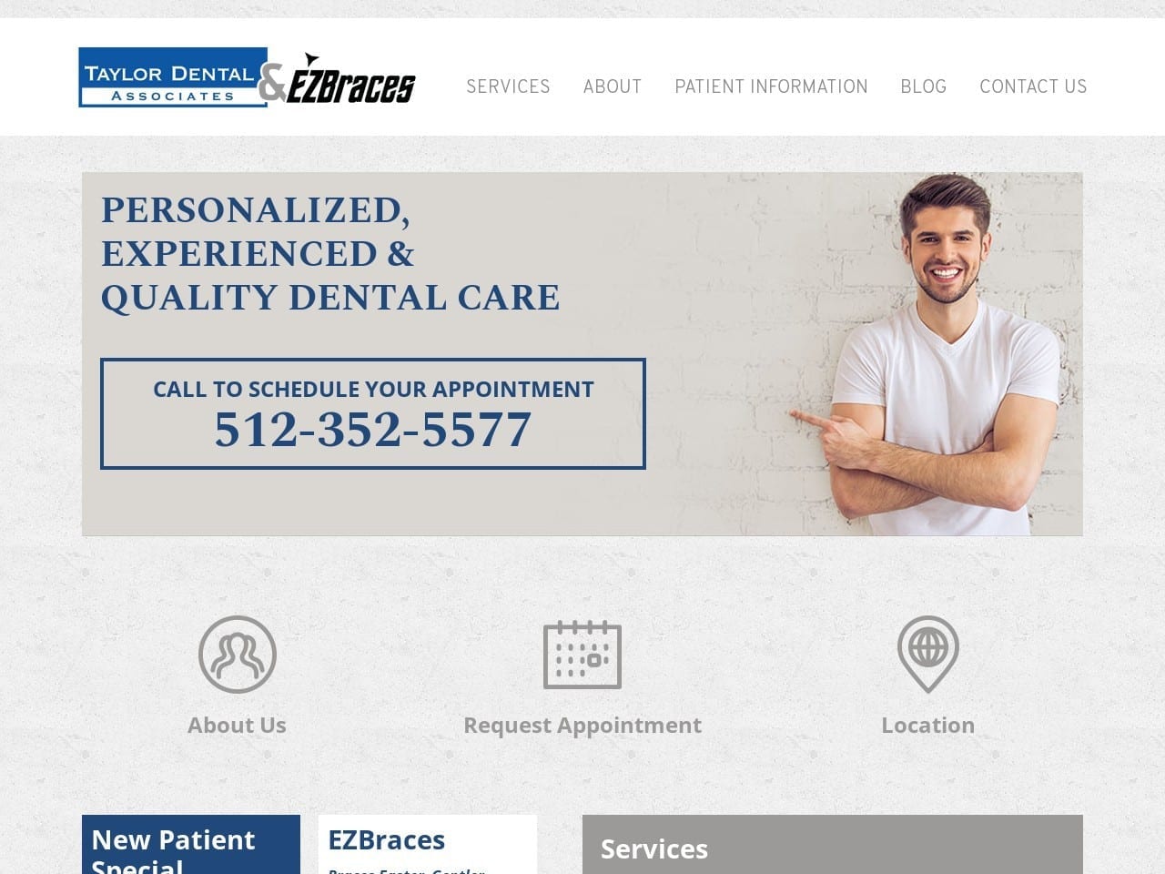 Taylor Dental Assoc Website Screenshot from ezbraces.com